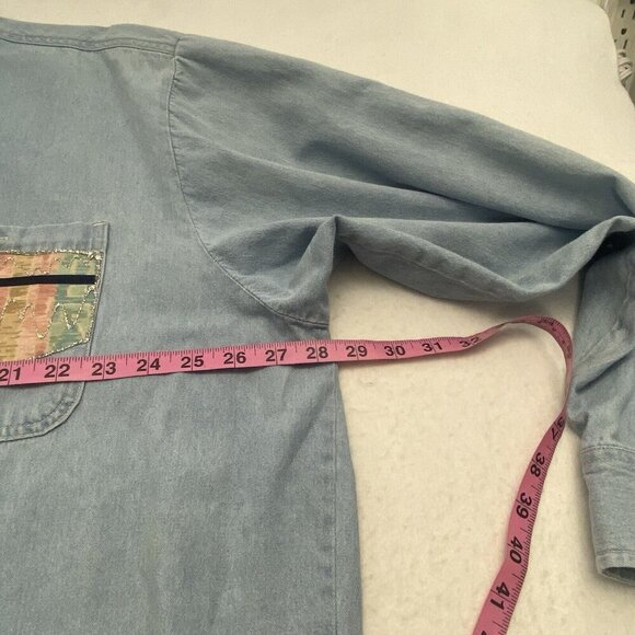 Scottsdale Images Appliqued Handpainted Denim Shirt Size XXL Blue Unique 32-8 - Picture 15 of 15